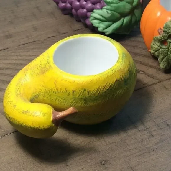 6 Cornucopia tea candleholders grapes 🍇 pear 🍐pumpkin 🎃 peach 🍑 squash &plum - Picture 4 of 16